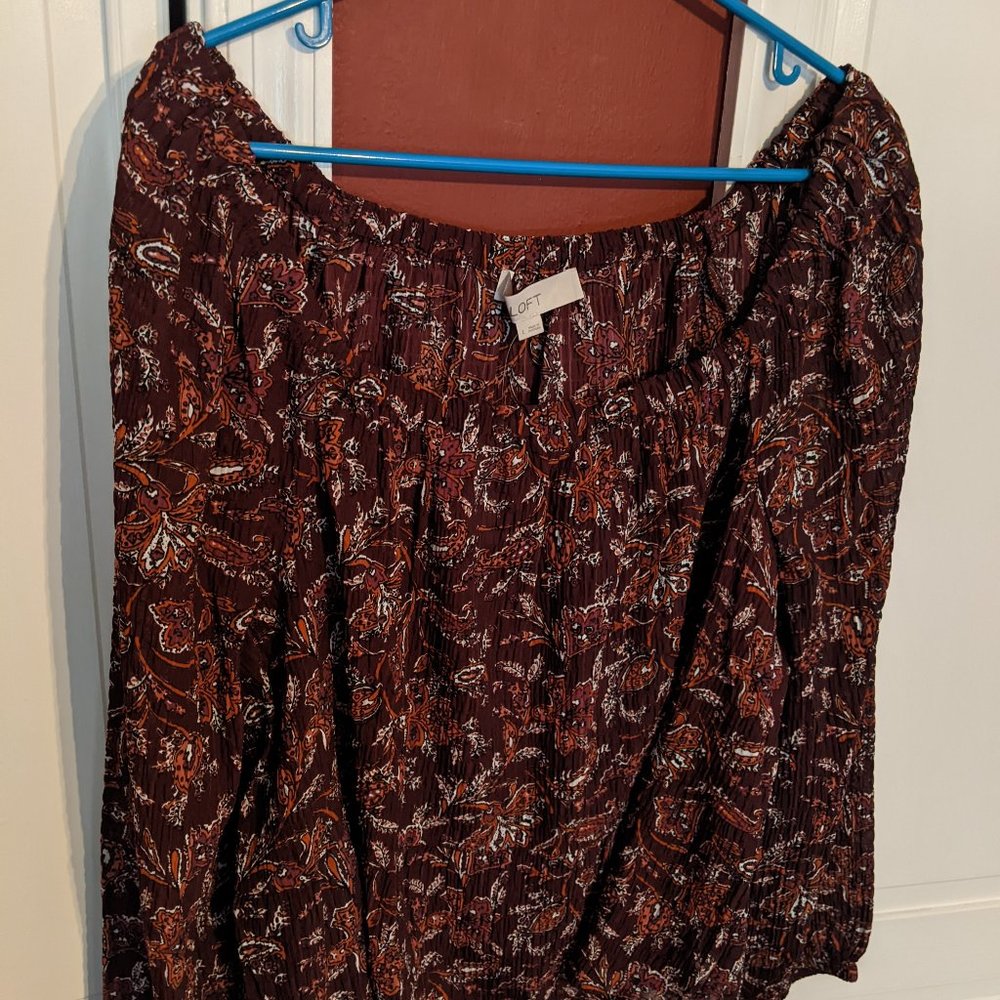 Loft Floral Square Neck Peplum Blouse